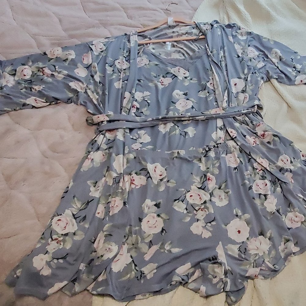 Flora by Flora nikrooz, Pajama, sleep robe set, 3X, floral. 3 piece set,